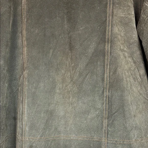 Brown Leather Jacket with Textured Fabric and Casual Style - Picture 9 of 12